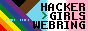 HACKER GIRLS WEBRING, superimposed on a progress pride flag-like banner